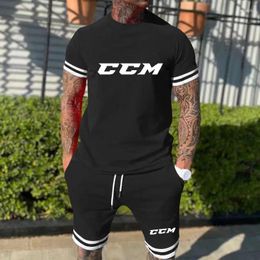 Men's Tracksuits Summer Comfortable Cotton T-shirt Set (T-shirt Shorts) CCM Printing Brand Business Short Sleeve Suit Resort Wear