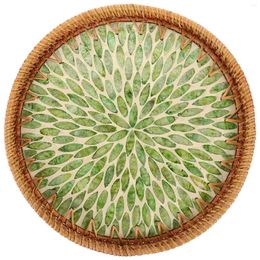 Plates Serving Tray Decorative Kitchen Round Woven Basket Bread Trays Coffee Table Baskets