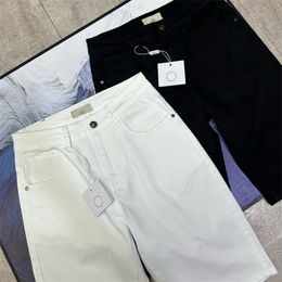 Short maschile lavati Shorts Button Fly Cotton Mescolando pantaloni bianchi neri leggeri con accessorio hardware per affari