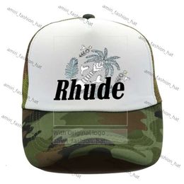 RHUDE Cap Mens Designer Hat Casquette Womens Sun Hats Fashion Trend Street Ball Caps Baseball Hats Sports Summer Beach Netting Breathable Couple Cap 7a59