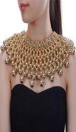 Multilayers Super Wide Metal Necklace Shawl Knitted Beaded Punk Necklace Pendant Party Ladies Jewelry2702068