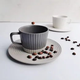 Mugs Japanese Handmade Retro Ceramic Hand-washed Coffee Cup And Saucer Set Creative Simple Coarse Water Breakfast