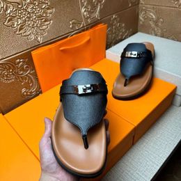 brand Empire Designer Sandals For Mens Classic Leather Flip Flops Sandles Man Flat Heels Summer Beach Walk Shoes Slides Slippers Luxury Mules Size