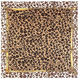 POBING Twill Silk Scarf Women Leopard Print Square Scarves Large Bandana Luxury Kerchief Hijab Female Head Scarf Foulard 130CM 240515