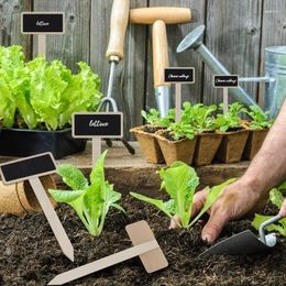 Garden Decorations 20/40/60Pcs Mini Plant Labels Wooden Chalkboard Blackboard Markers For Flower Pot Seed Potted Herbs Vegetables Label