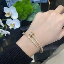 High grade brand Catiere nails bracelets with logo women luxury Precision Nail Full Shining Diamond Bracelet with Thick Gold Plating Full Sky Star Couple Style for