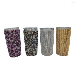 Cups Saucers 600 ML Sparkling Insulated Coffee Mug 304 Stainless Steel Tumbler Bottle Diamond Water Portable Travel Vacuum Thermal