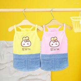 Dog Apparel Summer Pet Tank Top With Denim Skirt Pocket Dress Cat Clothing Teddy Chihuahua Small And Medium DogAccessories