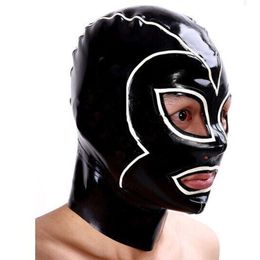100% latex rubber white black casual fashion sexy cosplay hood 0.4mm Cosplay XS-XXL