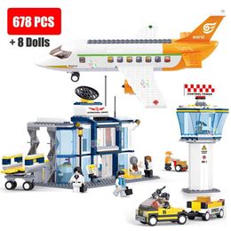 Other Toys Sluban City series air cargo aircraft airport Airbus aircraft control tower DIY building block toy set for childrens gifts S245163 S245163