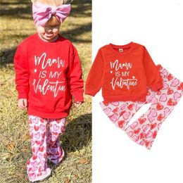 Clothing Sets Toddler Kids Baby Girls Valentine's Day Outfits Letter Print Round Neck Long Sleeve Sweatshirts Tops Heart Girl Clothes 4t