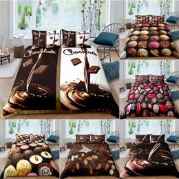 Bedding Sets ZEIMON Sweet Chocolate Microfiber Set 3D Print Candy Duvet Cover Pillowcase Lightweight Quilt 2/3pcs Bedclothes