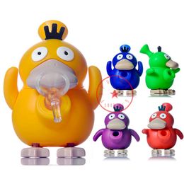 Colorful Duck Silicone Glass Bong Hookah Shisha Smoking Waterpipe Bubbler Pipes Filter Funnel Herb Tobacco Oil Rigs Bowl Portable Stand Design Cigarette Holder