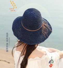 20ss Collapsible Straw Caps Holiday Beach Hat Womens Wide Brim Hats High Quality Sun Hat Tide Fisherman Hats 3 Colors5815674