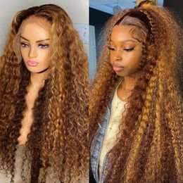 HD Highlight Wigs Human Hair Lace Wig 13x4 Curly wigs For Women Deep Water Wave Brazilian Blonde Lace Front Wig Ready to Go