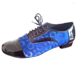 Dance Shoes Men's Ballroom Party Latin Salsa Hand-made Soft Sole Indoor Professional Black And Blue Dancing Shoe