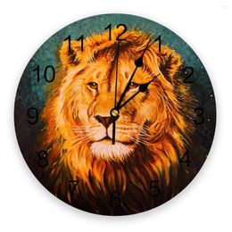 Wall Clocks Lion Orange Stars Modern Clock For Living Room Stickers Home Decor Dining Digital