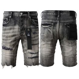 24SS Purple Brand Короткие байкерские джинсы для мужчин Новые дизайнерские шорты шорты хип -хоп High Street Black Hole Patch 5068 Случайные джинсы Модные шорты штаны
