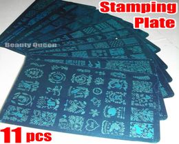 NEW 11pcs XXL FULL Nail Stamping Stamp Plate Full Design Image Disc Stencil Transfer Polish Print Template HK01 HK111030031