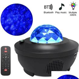Led Gadget Colorf Starry Sky Projector Light Bluetooth Usb Voice Control Music Player Speaker Night Galaxy Star Projection Lamp Drop D Otk1V