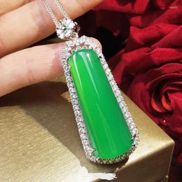 Pendants With Certificate Luxury 925 Sterling Silver Necklaces For Women Geometric Emerald Green Jade Party Jewelry