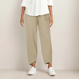 Women's Pants Women Loose Straight Summer Solid Casual Cotton Linen Petite Suits Wide Leg For Pantalones