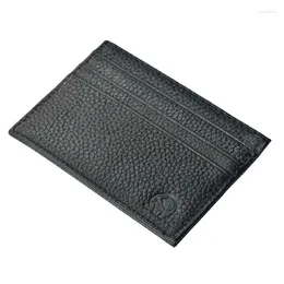 Card Holders Genuine Leather Holder Slim Business Id Case Thin Small Wallet For Men Cardholder Sticker Black