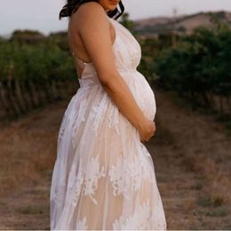 White Maternity Gown Baby Shower Pregnancy Photoshoot Dresses Boho Beach Gender Reveal Dress