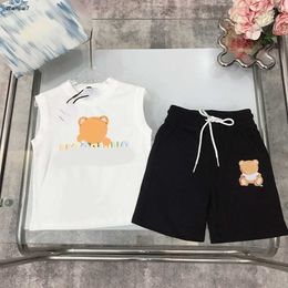 Top kids designer clothes Child Sets Size 100-150 CM 2pcs Sleeveless T-shirt and Shorts with Coloured logo Print July17