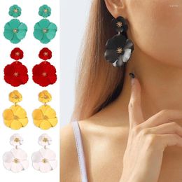 Dangle Earrings 1 Pair Flower Realistic Floral Shape Large Petal Stainless Ear Dec Jewellery Prom Party Hanging