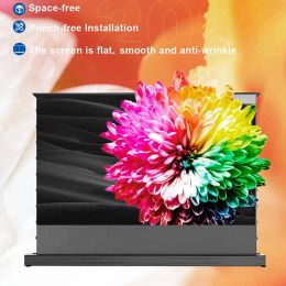 Electric Floor Rising Screen Black Crystal Fabric For UST Laser Projector 92-120inch Anti-Light ALR Home Ultra Thin Screen