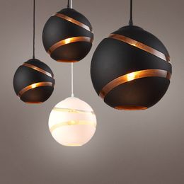 Lampor ledde nordiska armaturglasbollhänge E27 Suspension Living Hanging Children Round Lamp Loft Lights Room Ktwjx