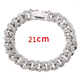 Charm Bracelets Iced Out Bracelet Fashion Delicate Luxury Cuban Chain Bling Ferrous Silver Color Trendy Exquisite Jewelry Men Women Hip Hop