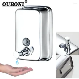 Liquid Soap Dispenser OUBONI Chrome Polish Nickel Brush Square Wall Bottle Bathroom Kitchen Accessories
