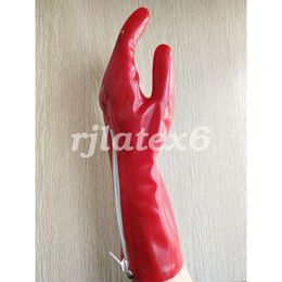 Hot Sale Pure Latex Gloves Five Finger Tight With White Zipper 0.4mmRubber S-XXL fetish Party