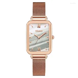 Wristwatches Square Blue Watch Ladies Mesh Strap Quartz Fashion Business Stainless Steel Female Clock Relogio Mujer Montre Femme