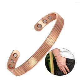 Bangle Pure Copper Bracelet Magnetic Adjustable Cuff High Magnets Bangles Solid Health Energy Resizable Jewellery For Men Women