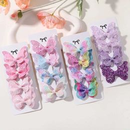 Hair Accessories 2/4/5 pieces of cute girl sequin double butterfly hair clip butterfly DIY head bow decorative childrens WX