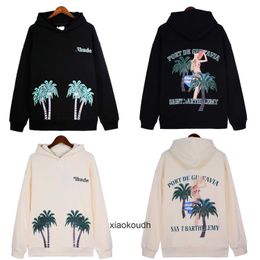 Rhude High end designer Hoodies for High New Coconut Tree Print Hooded Sweater High Street Casual Fashion With 1:1 original labels