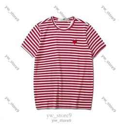 Play Male commes des garcon And Long Sleeve garcons T-Shirt Designer Embroidered Red Heart Love Black And White Stripes Loose Short Sleeve Plus Size a3eb
