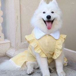 Dog Apparel Big Large Pet Clothing Plaid Summer Puppy Dress Clothes Samoyed Husky Labrador Golden Retriever