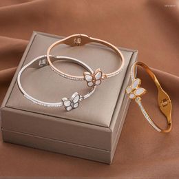 Bangle Anti-rust Zircon Butterfly Bracelet For Women Classic Fashion Party White Gemstone Charm Jewelry Gift