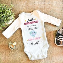 Rompers du är den bästa mamma och mormor tryckt baby jumpsuit kortärmad tät passande casual girl boy jumpsuit är den bästa gåvan för mödrar Dayl240