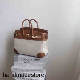 Designer Bag Handbag Goddess of Platinum Temperament Casual with Small Size and Large Capacity. the First Layer of Cowhide Is Equipped with Canvas 25 Handbag I28I