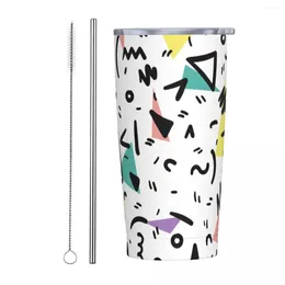 Tumblers Memphis Tumbler Abstract Art Cold Drink Water Bottle Leakproof Stainless Steel Coffee Mug Design Travelist Mugs Cup
