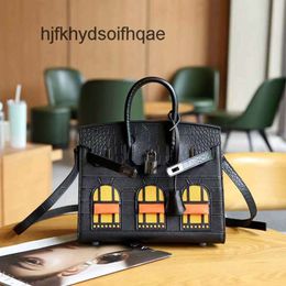 Designer A Berkkins Classic bag print Colorful palm fashionable matching womens handheld top layer diagonal house crocodile small pattern leather cowhide G8R6