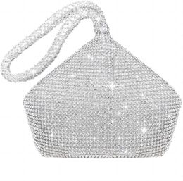 Rhinestone Evening Bag Bling Purse Sparkly Diamond Silver Clutch Purses for Women Party Club Wedding Prom