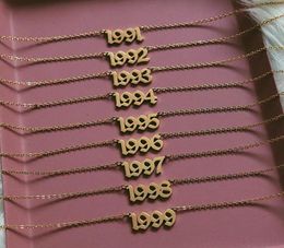 Special Date Old English Number Necklaces 1999 Birthday Gift Birth Year 19911999 Chokers Women Men Custom Jewelry8216381