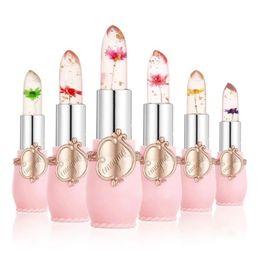 6 pieces/box crystal transparent flower jelly lipstick set temperature color changing lipstick humectant vitamin E beauty and health 240507