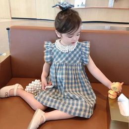 Girl's Dresses Girls Summer Dress New Fashion Baby Girl Korean Lace Plain Pattern Dress Sleeveless Childrens Princess Dress WX